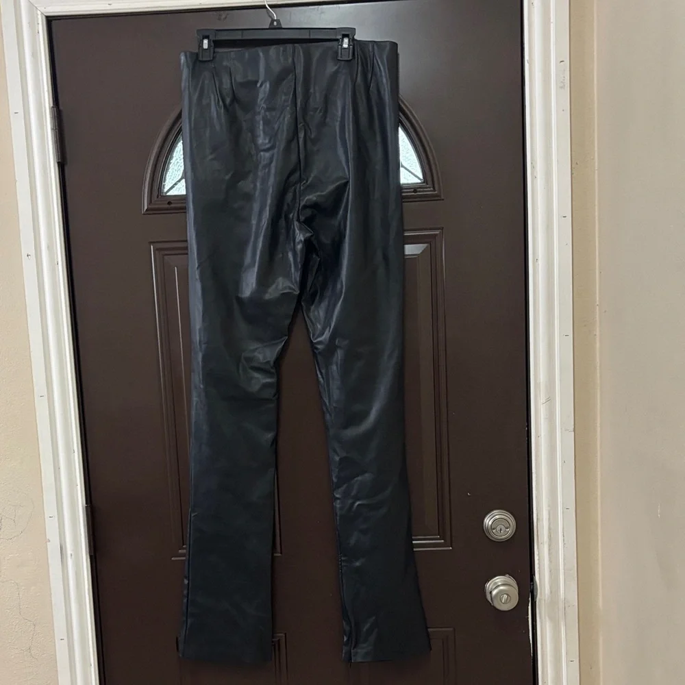 Zara Black Leather Look Trousers